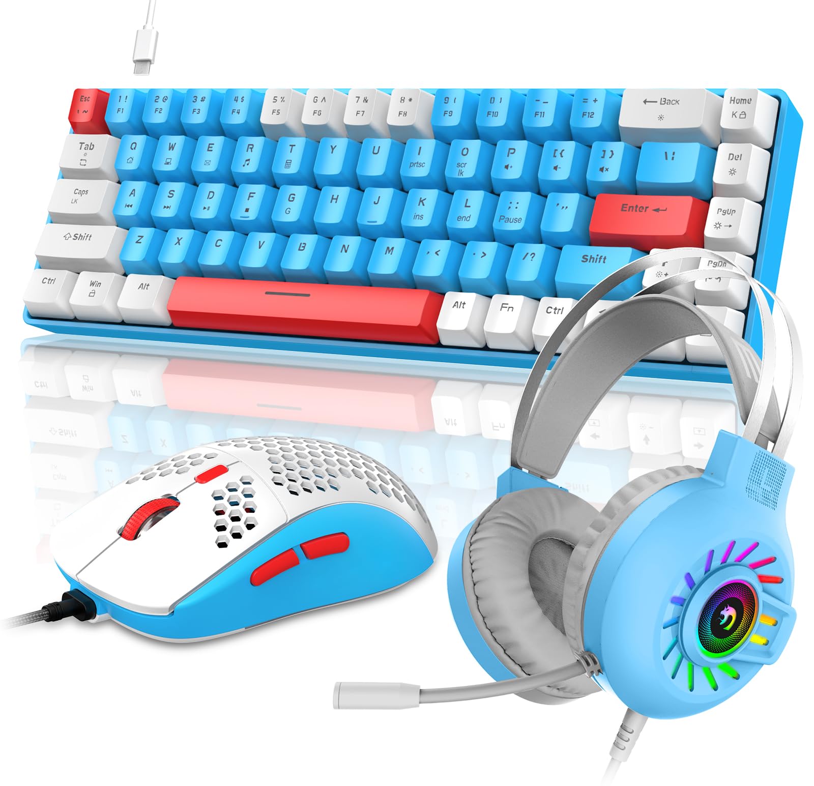 Amazon | 60%RGBゲーミングキーボードとマウスとゲームヘッドセット