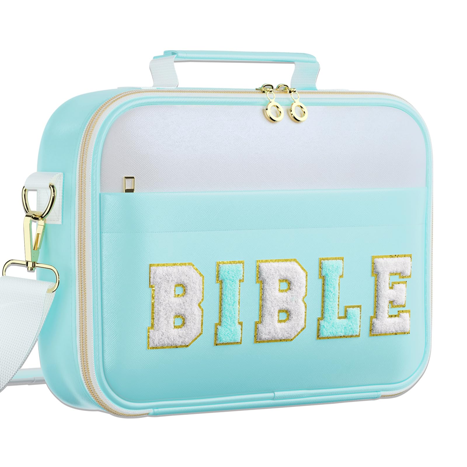 WOBAGMEN Bible Cover Case for Women,Large Leather Bible Book Covers with Bible Study Supplies, Bible Study Accessories Bible Journaling Kit,Blue