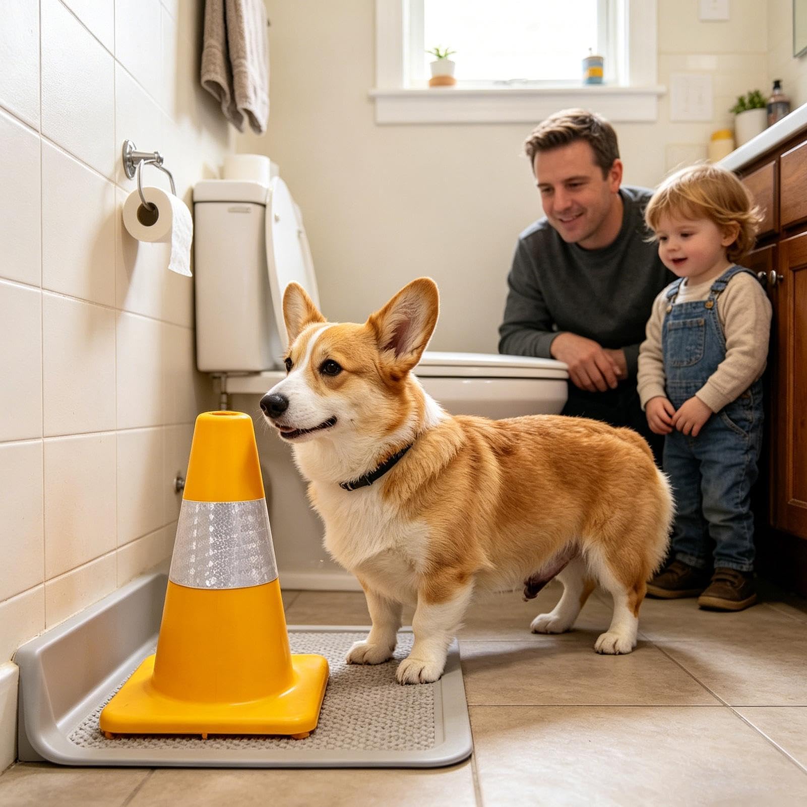 Generico WC per Cani Maschi, Ausilio di Addestramento All'Urina con Design A Pali Cilindrico, Dog Toilet Training, per Interno Esterno Appartamento Bagno Balcone Terrazza Giardino Prato