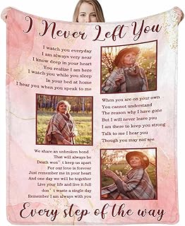 Personalized Memorial Blanket with Photos: Made in USA, In Memory of Loved One Gifts, Sympathy Blanket, | I Never Left You | As I Sit in Heaven, Memorial Gifts For Loss Of Father/Mother/Pet