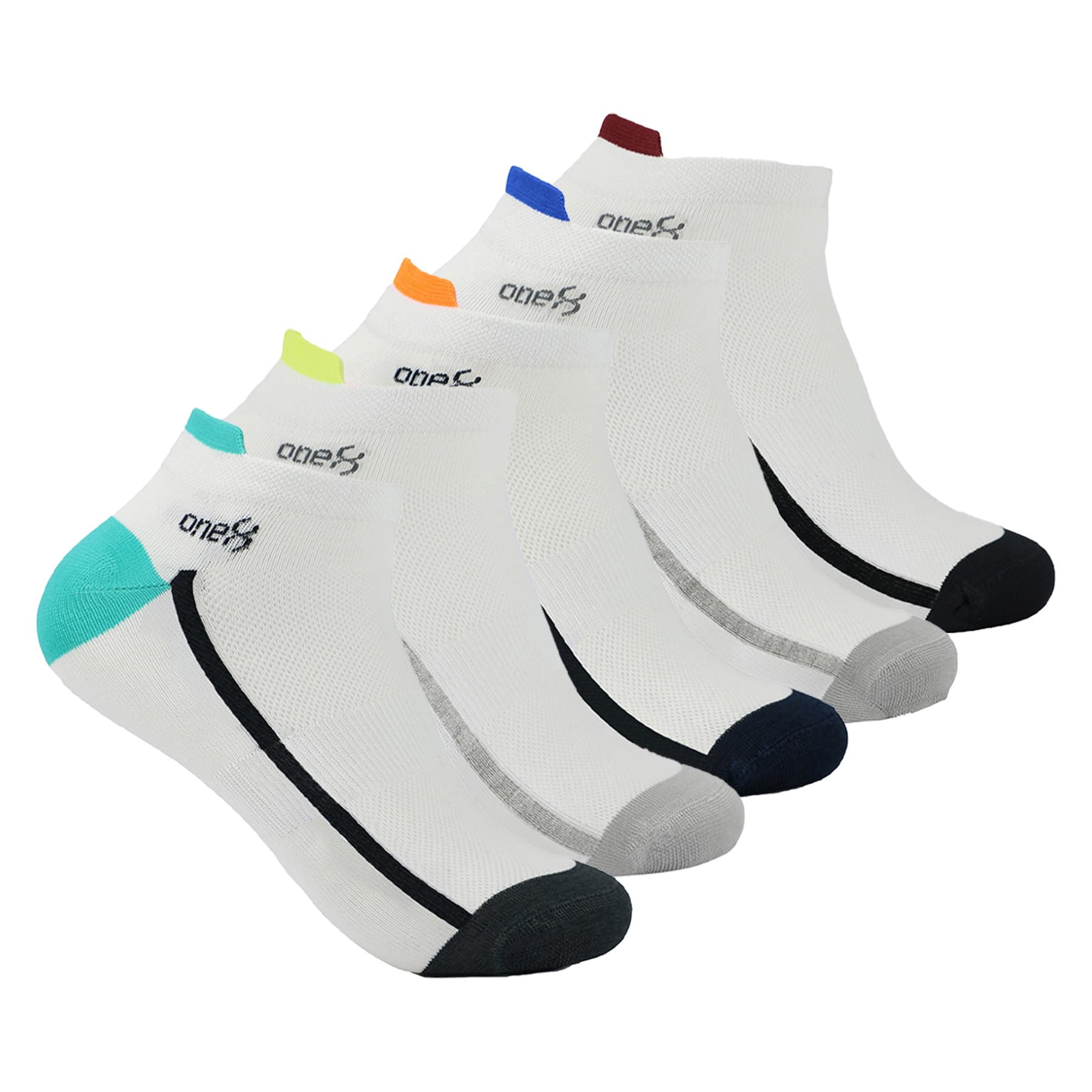 ONE8By Virat Kohli Men's Breathable Running, Sports, Gym & Training Ankle Length Socks | Assorted | Multi-Pack