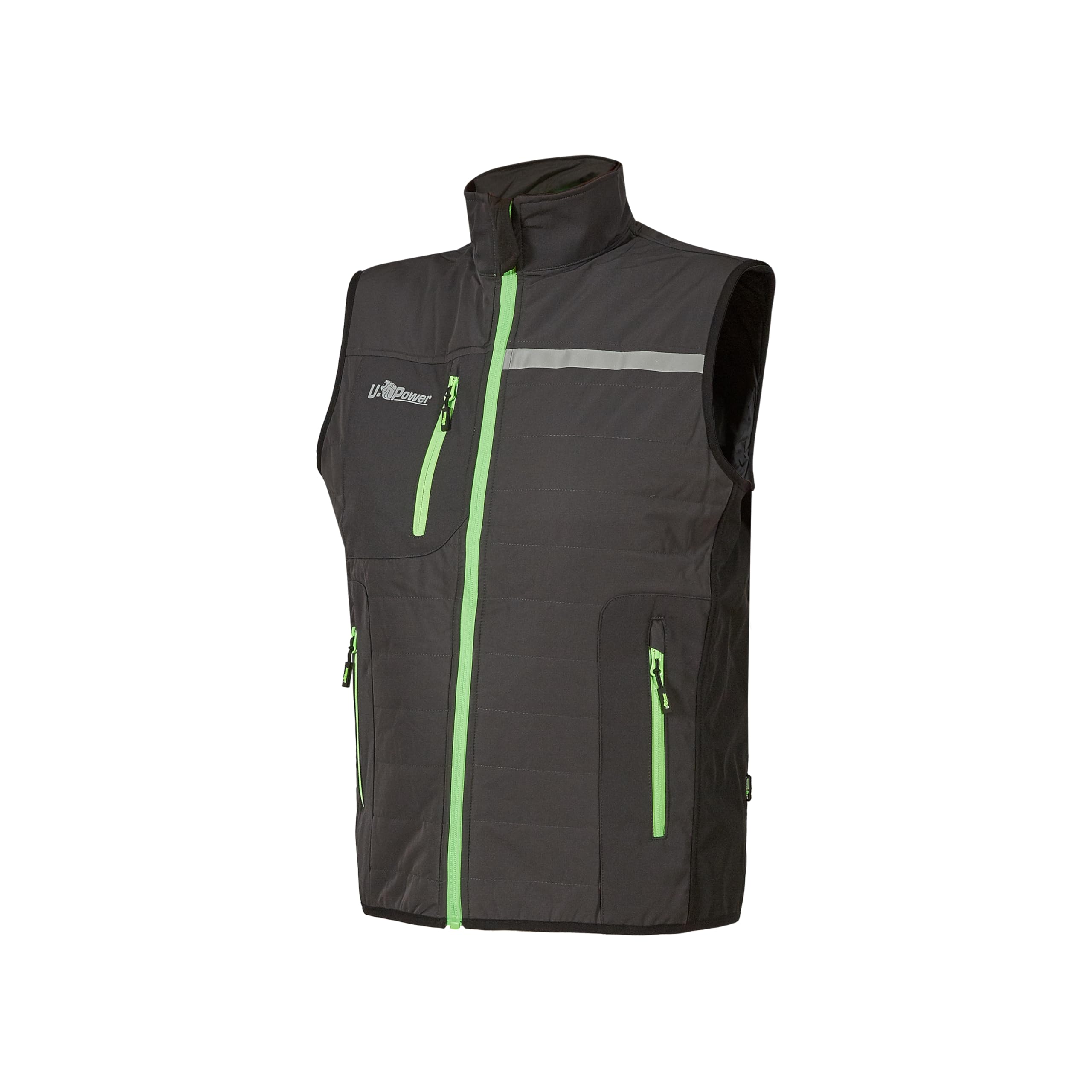 U Power Gilet Da Lavoro Chaleco de Trabajo Wall Asphalt Grey/Green para Hombre
