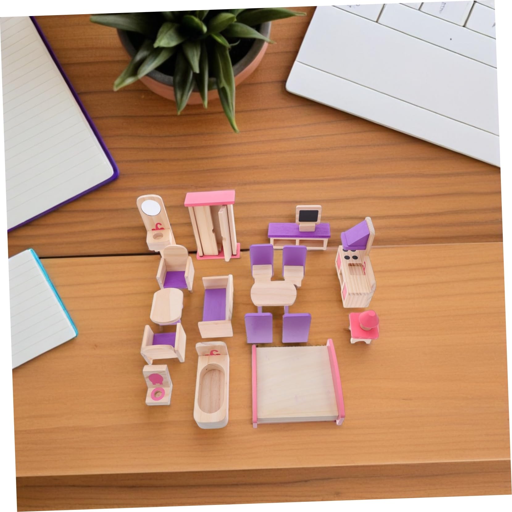 Didiseaon Mobili Per Casa Delle Bambole in Legno Set Di Mobili Per Casa Delle Bambole Fai Da Te Accessori in Miniatura Per Camera Da Letto in Miniatura Per Ragazzo Ragazza