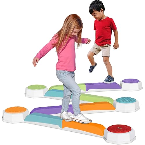 Balance Beam and Toddler Stepping Stones for Kids 13 Pieces, Sensory Play Toys for Toddlers, Indoor or Outdoor Play, Easy Stackable Storage