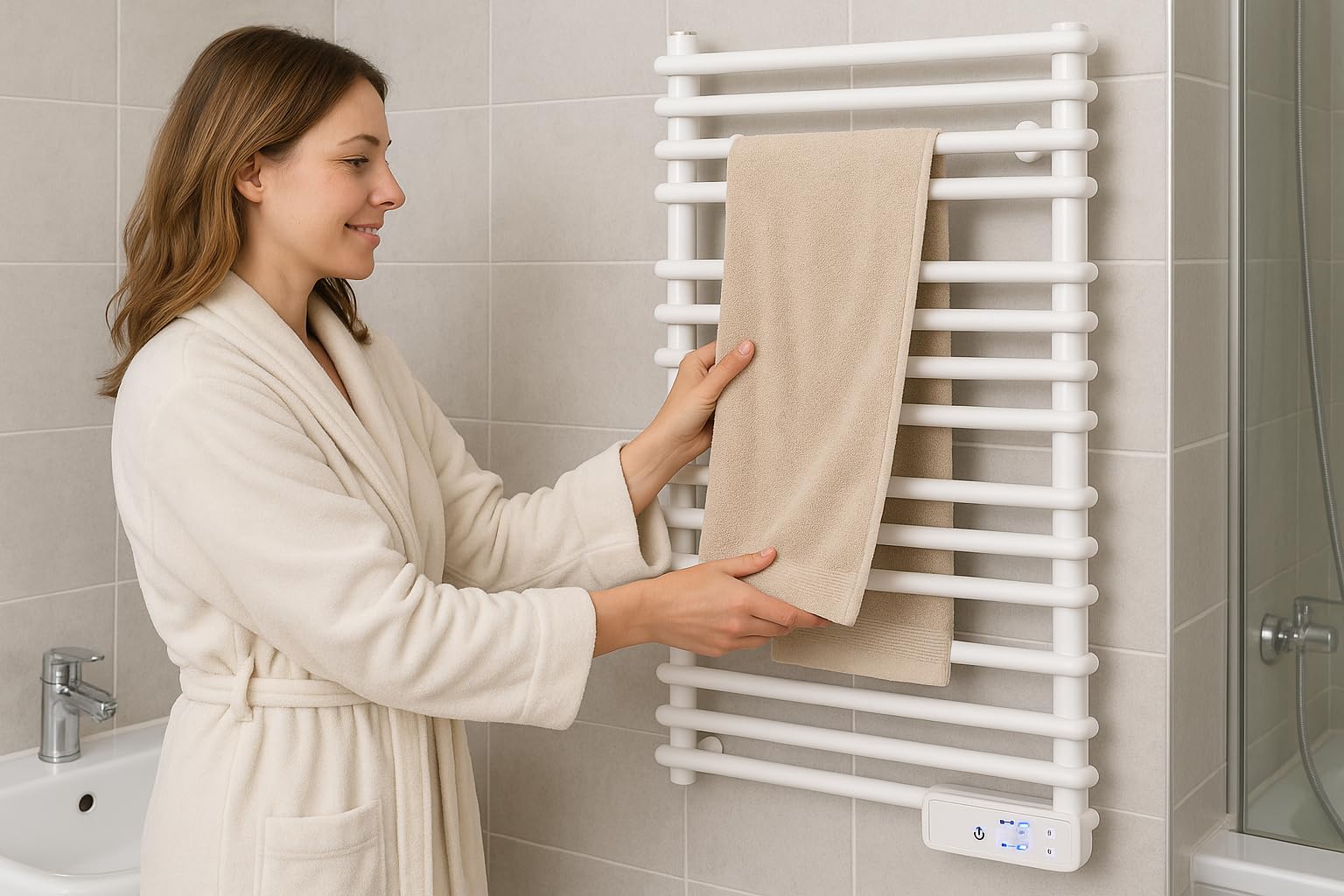 iVIGO PRO elektryczny grzejnik łazienkowy/grzejnik ręcznikowy – ECO 450 W