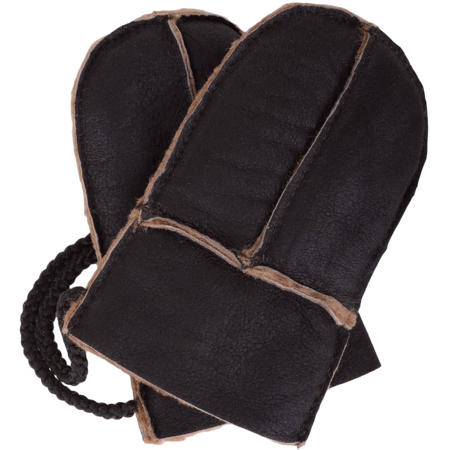 Snugrugs Aviator Caramel Baby Infant Winter Split Palm Genuine Sheepskin Mittens With Cord