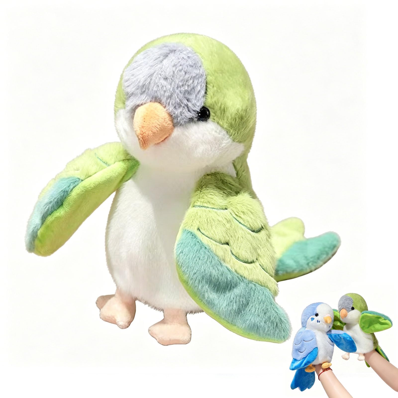 Parrot Hand Puppet, Realistic Plush Parrot Stuffed Animals, Interactive Bird Puppet, Soft Bird Plush Toy, Funny Animal Toy for Role Play Storytelling Teaching Birthday Gifts for Kids (20cm,Green)