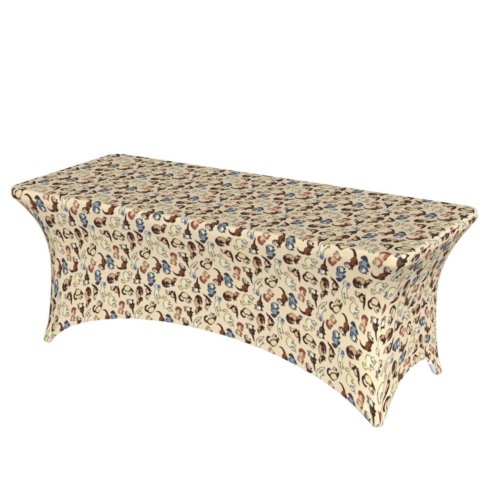 NImongt Hairy Ferret Print Elastic Rectangular Tablecloth Holidays Family Banquet Wedding Party Table Cover