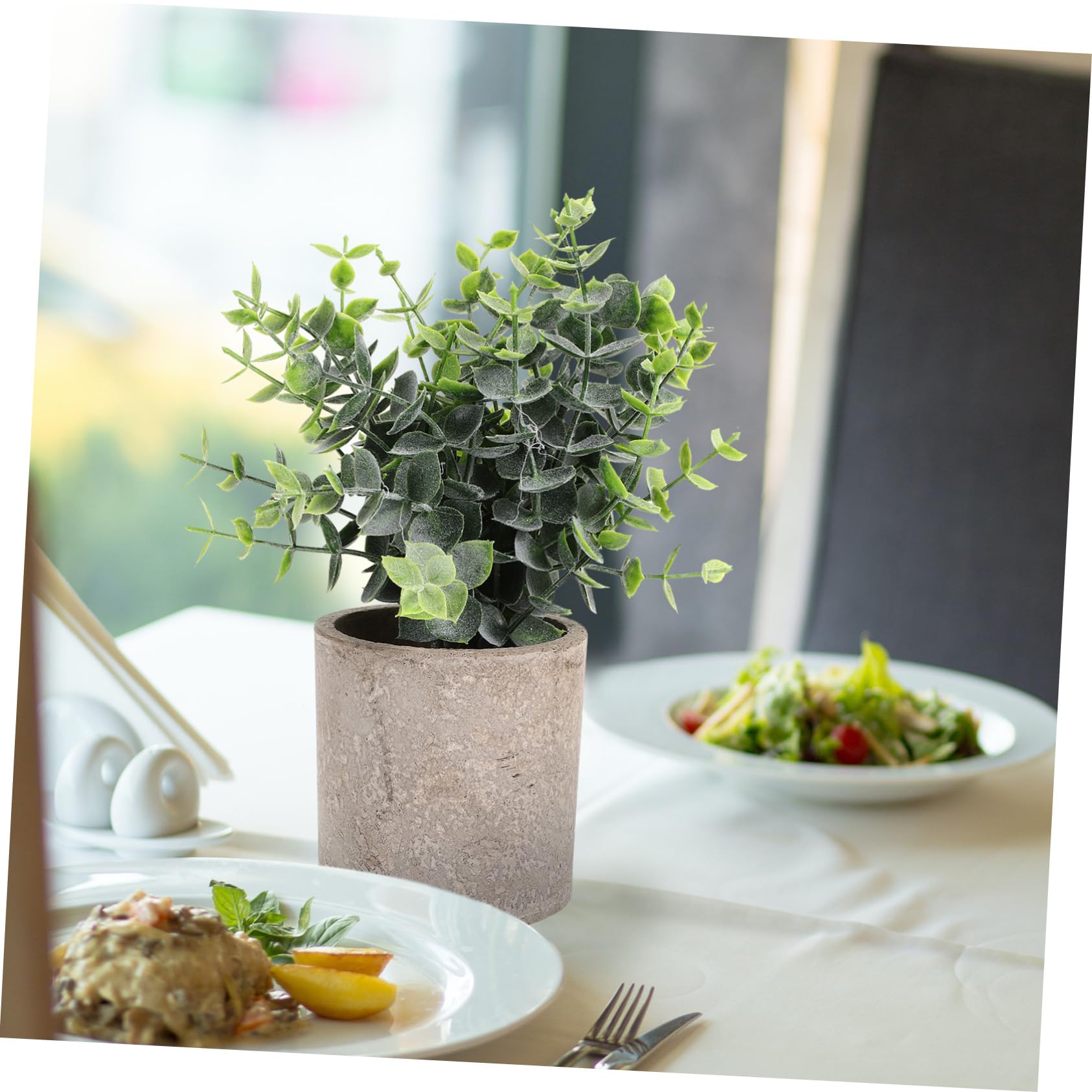 DECHOUS 3pezzi Piante Artificiali Eucalyptus Vaso Per Decorazioni Da Bonsai Realistico Per Casa e Ufficio Centrotavola Per Ambienti Moderni