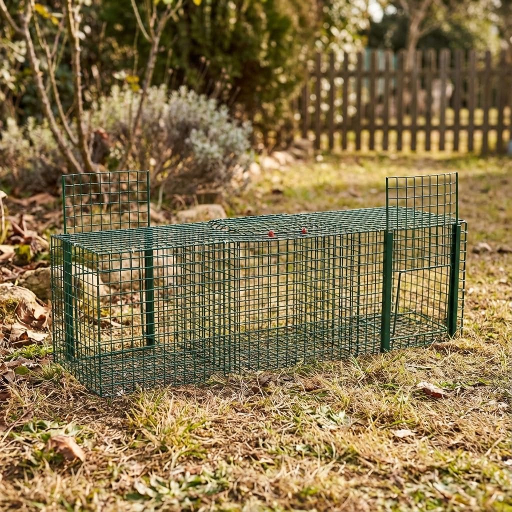 Suinga Trampa para Animales Vivos 90x30x30 cm con 3 Departamentos – Jaula Trampa para Palomas y Pájaros