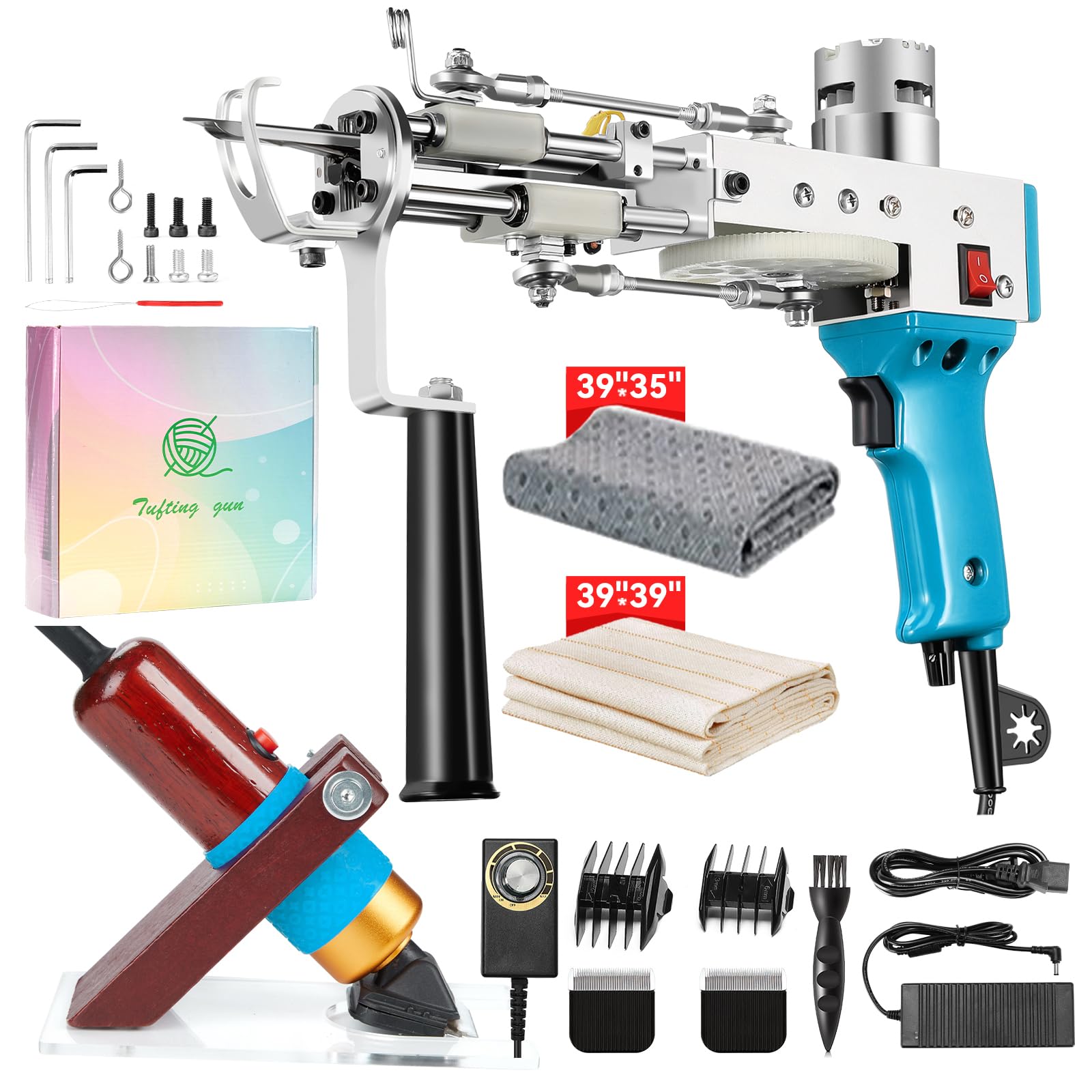 Rug Tufting Gun with Carpet Trimmer Kit - BESGEER-Rug-Tuft-Gun-with-Tufting-Shears, 2 in 1 Cut & Loop Pile Carpet Gun and Carpet Carving Clippers,