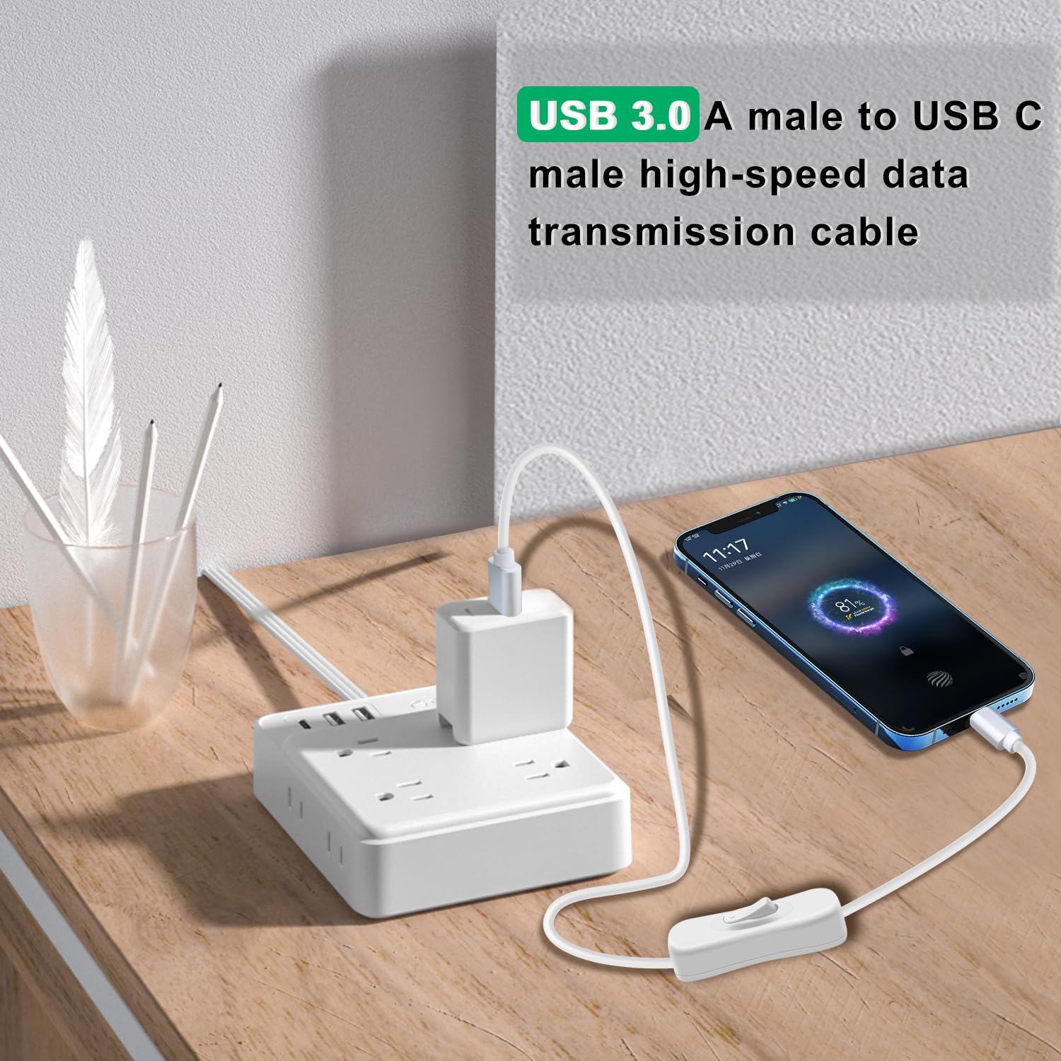 Yichtllk Câble USB-C avec Interrupteur Câble de données Blanc pour Une Charge Rapide, Un Transfert de données, des disques durs, des concentrateurs, des Smartphones et des tablettes,1M Yichtllk Câble USB-C avec Interrupteur Câble de données Blanc pour Une Charge Rapide, Un Transfert de données, des disques durs, des concentrateurs, des Smartphones et des tablettes,1M