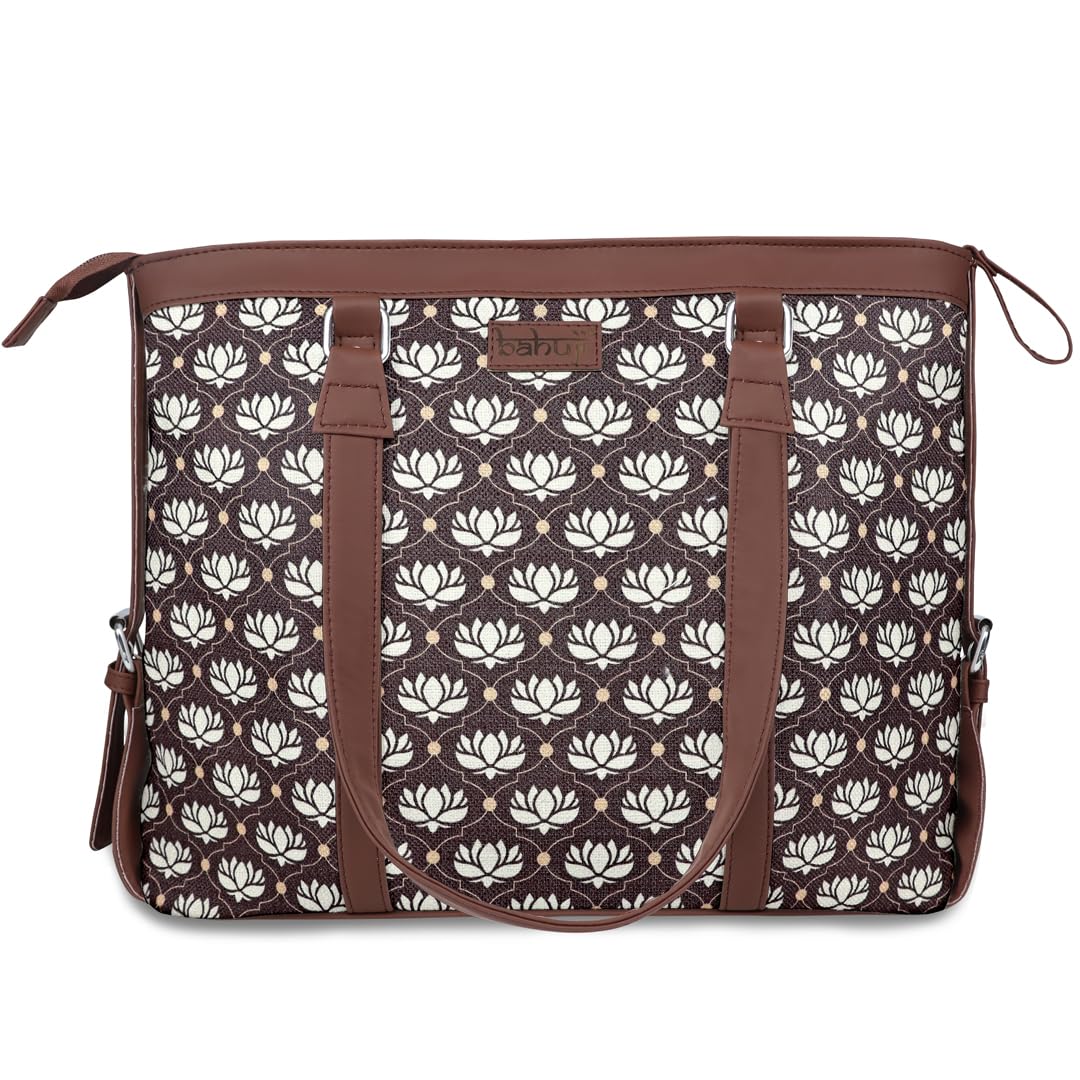 Bahuji Flower Pattern Printed Handmade Vegan Leather Womens Office HandBag For 15.6 inch Laptop, MacBook (B0CYQ61X1G) Amazon Price History, Amazon Price Tracker