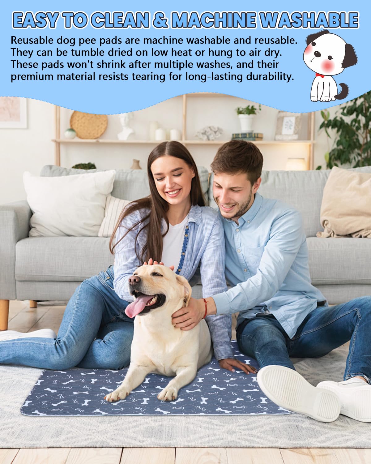2 pezzi Traversine Lavabili per Cani,80X90cm Riutilizzabili Assorbenti Rapidi Tappetini Cane Puppy Pads,Tappetino per Addestramento Riutilizzabile,Tappeti Assorbenti Riutilizzabili per Puppy Pads