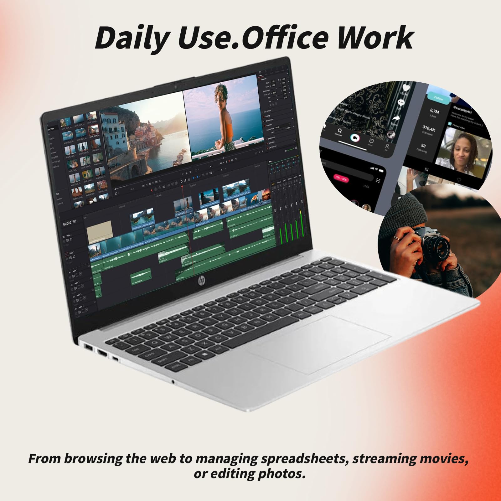 HP Notebook 250 G10 i7-1355u 5 Ghz 15,6 FHd, Ram 16Gb Ddr4, Ssd Nvme 1Tb, Hdmi, Usb 3.0, Wifi,Bluetooth, Webcam, Win 11 Pro, Libre Office, Pronto all' uso, garanzia Italia