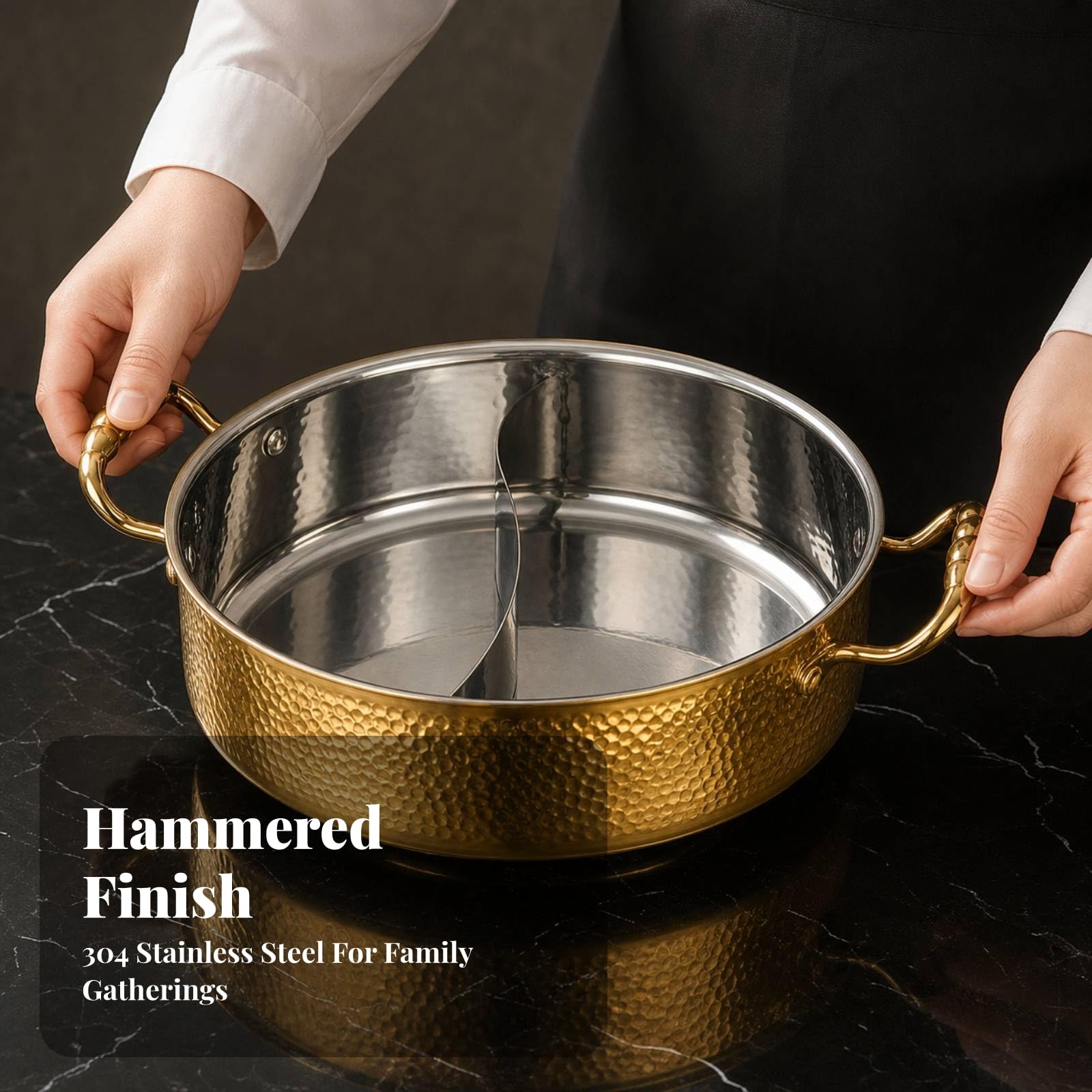 Lebensmittelecht Hot Pot Topf, Roségold, 26CM