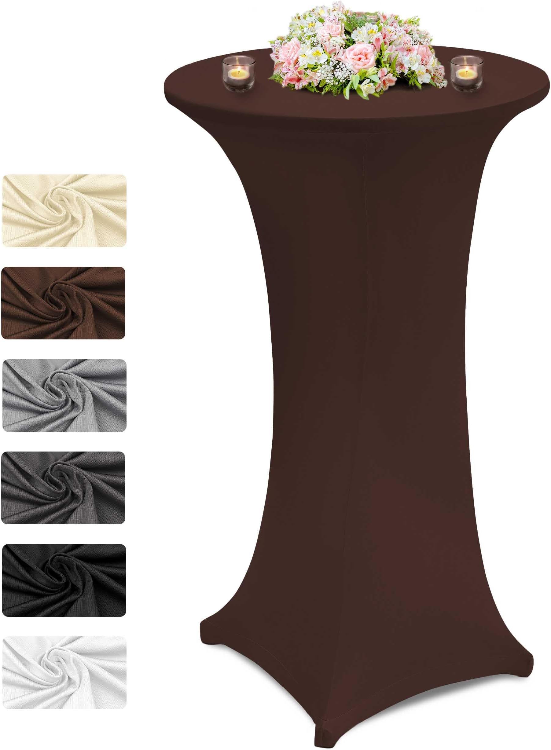DecoHomeTextil HeimtextilmanufakturStretch Bar Table Cover with 200 g/m² Diameter 75-85 cm Height 110-120 cm Brown Set of 1 Elastic