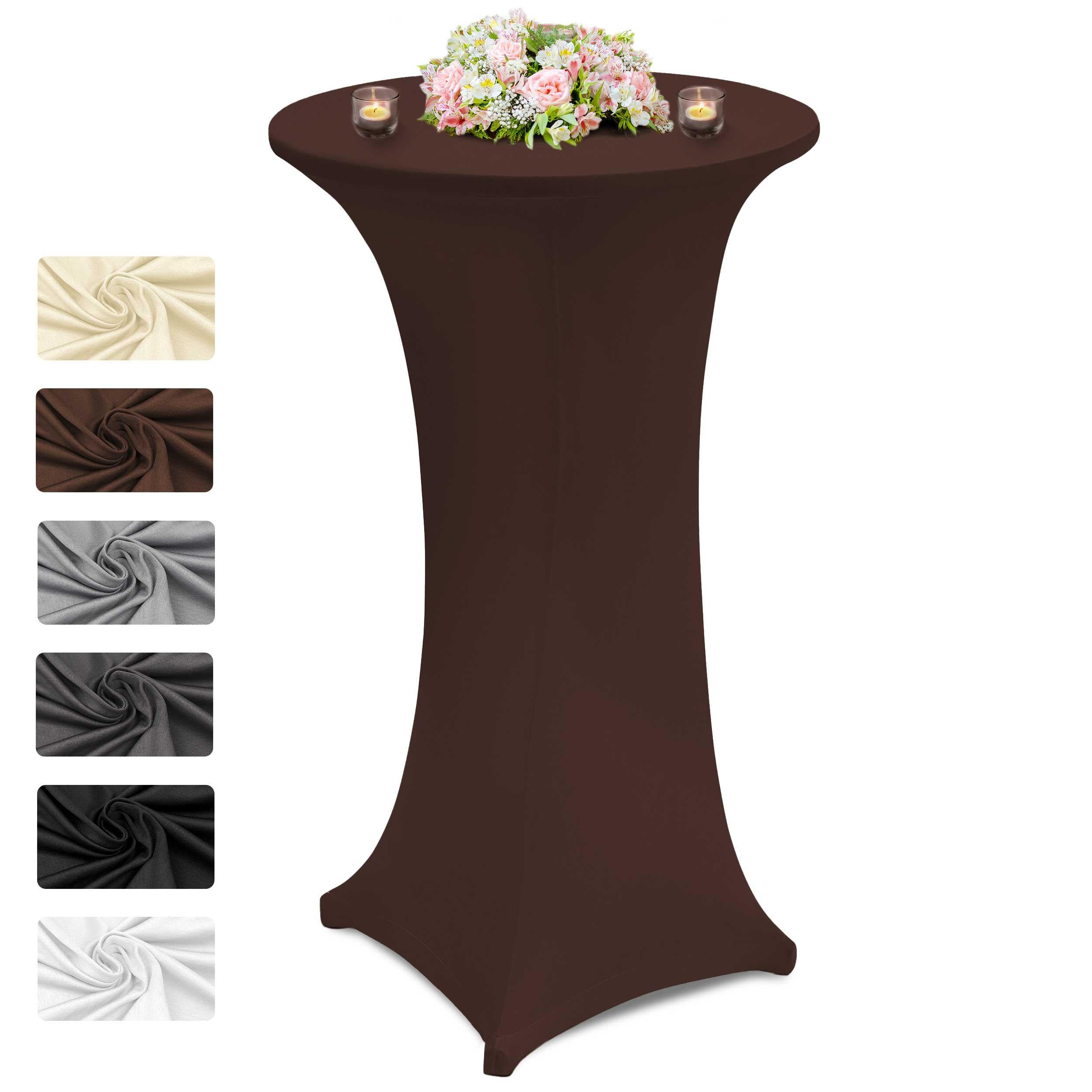 DecoHomeTextil HeimtextilmanufakturStretch Bar Table Cover with 200 g/m² Diameter 75-85 cm Height 110-120 cm Brown Set of 1 Elastic