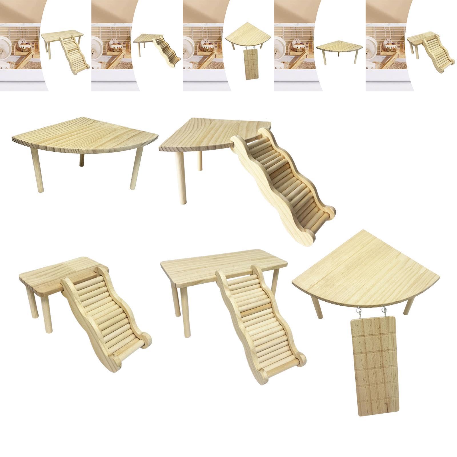 Hamster Play Wooden Platform with Ladder Climbing Toy for Rat Dwarf Squirrel S Table and S Ladder-image-13