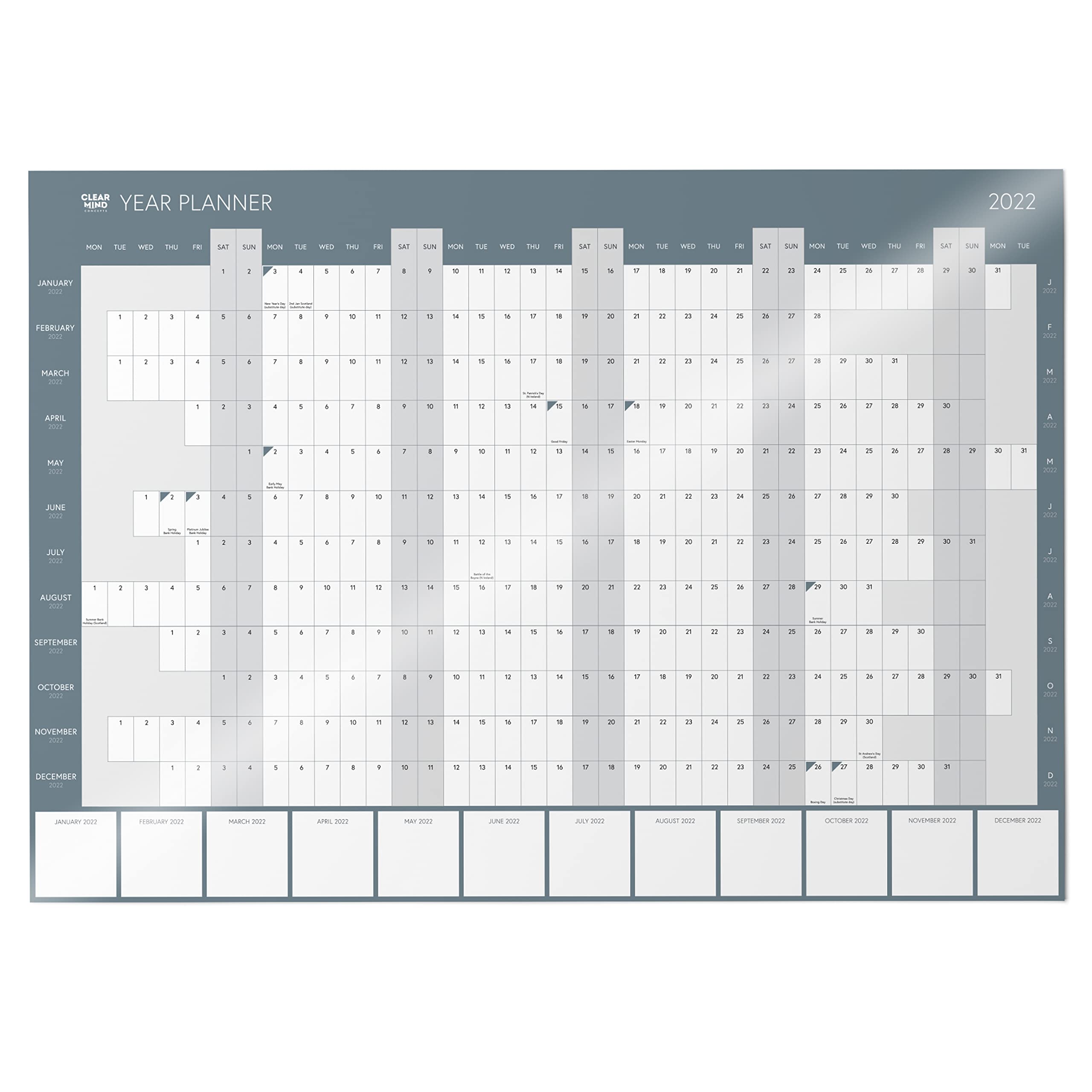 2022 Year Wall Planner A1 Large 84.1cm x 59.4cm Laminated Wall Calendar