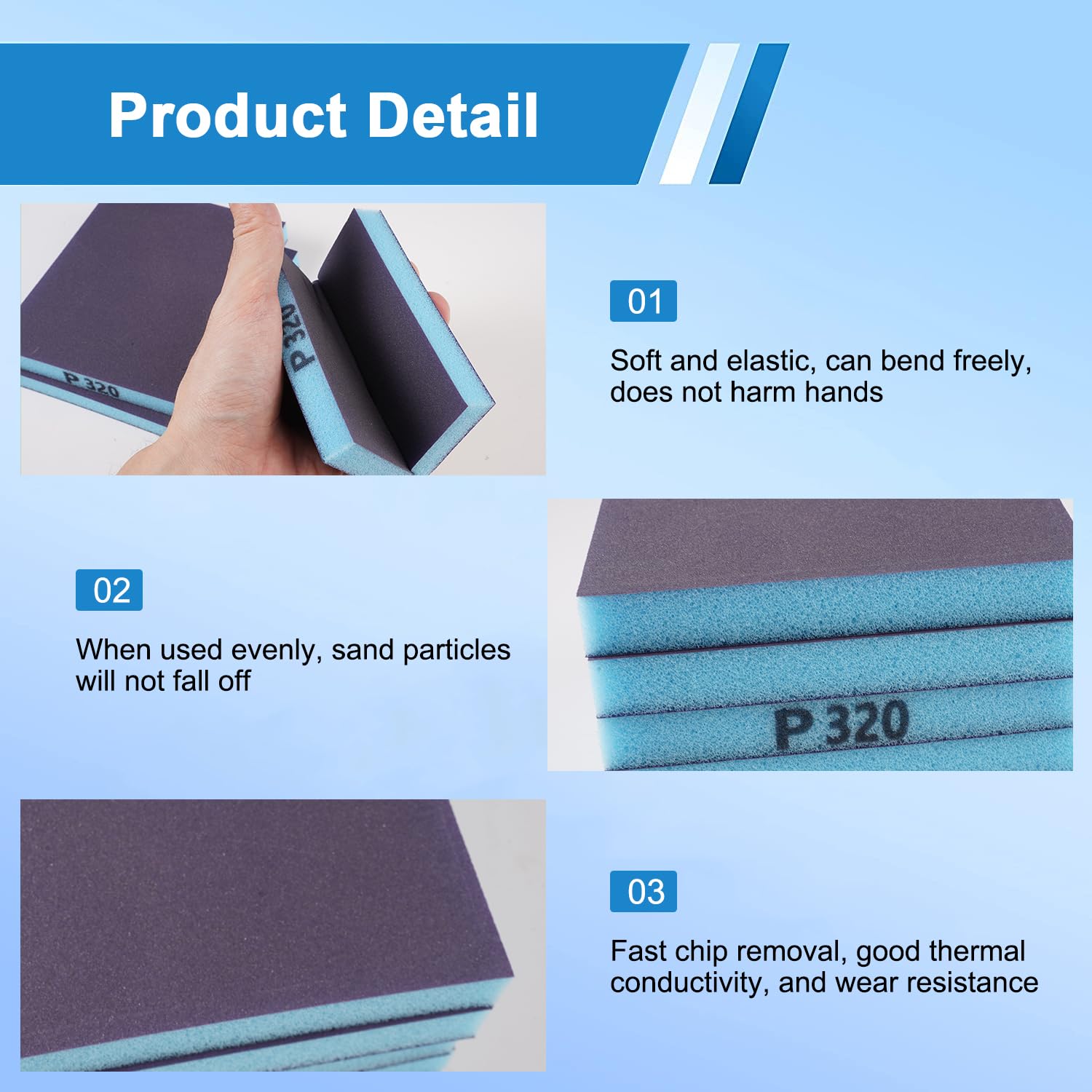 Zestaw 6 sztuk podkładek szlifierskich, 12 × 10 × 1,3 cm, miękki blok szlifierski na mokro i na sucho, miękka pianka, blok szlifierski do prac z drewna, szlifowania, gruntowania