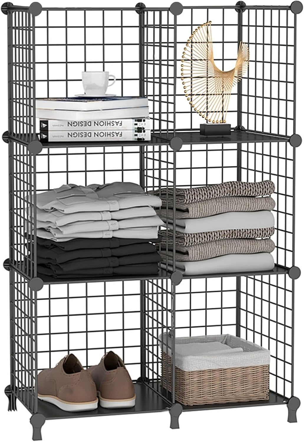 AWTATOS Cube Storage Unit, 6 Cube Wire Storage Shelves, Multifunctional DIY bookcases and