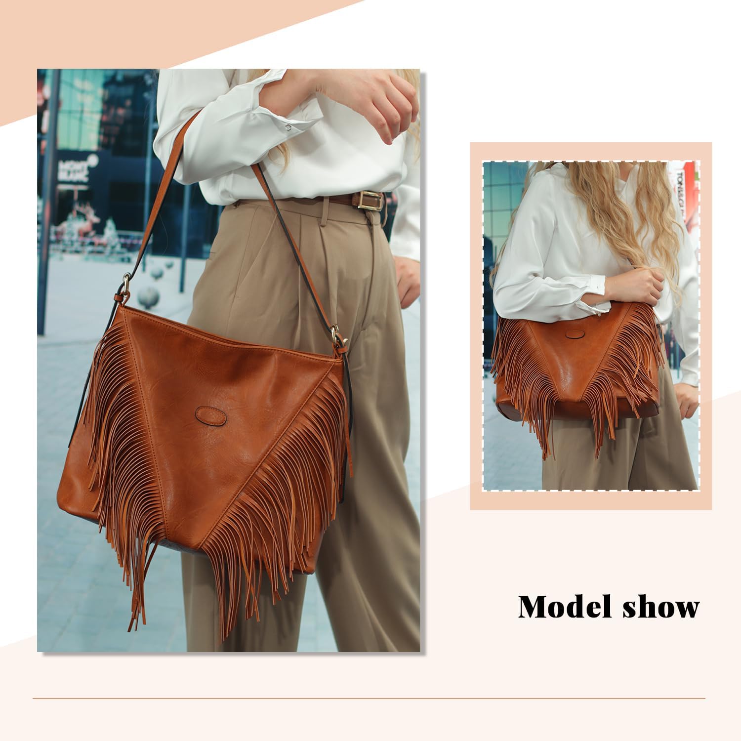 Vintage Fringe Shoulder Bags For Women Tassle Hobo Bags Large Crossbody Fringe Purse | Vintage, Fringe, Tassle, Large - Image 2
