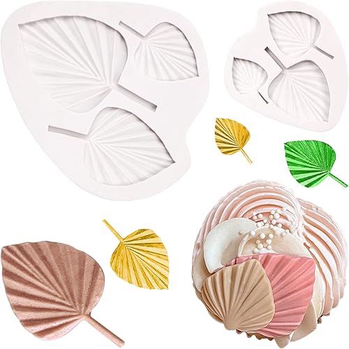Miniatura 1 de Moldes bohemios de silicona para fondant, moldes de hojas de abanico 3D con forma de hoja de palmera, moldes de chocolate para cupcakes, decoración
