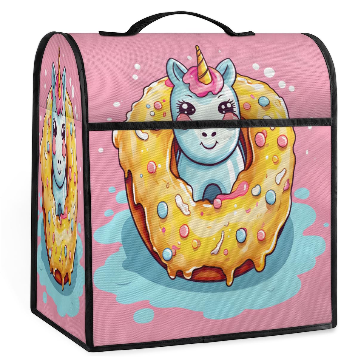 Coffee Maker Cover Donut Unicorn Kitchen Appliance Covers Small Appliance Covers Blender Cover Juicer Cover Dust Covers for Kitchen Appliances with Top Handle and Pockets,Washable,B963
