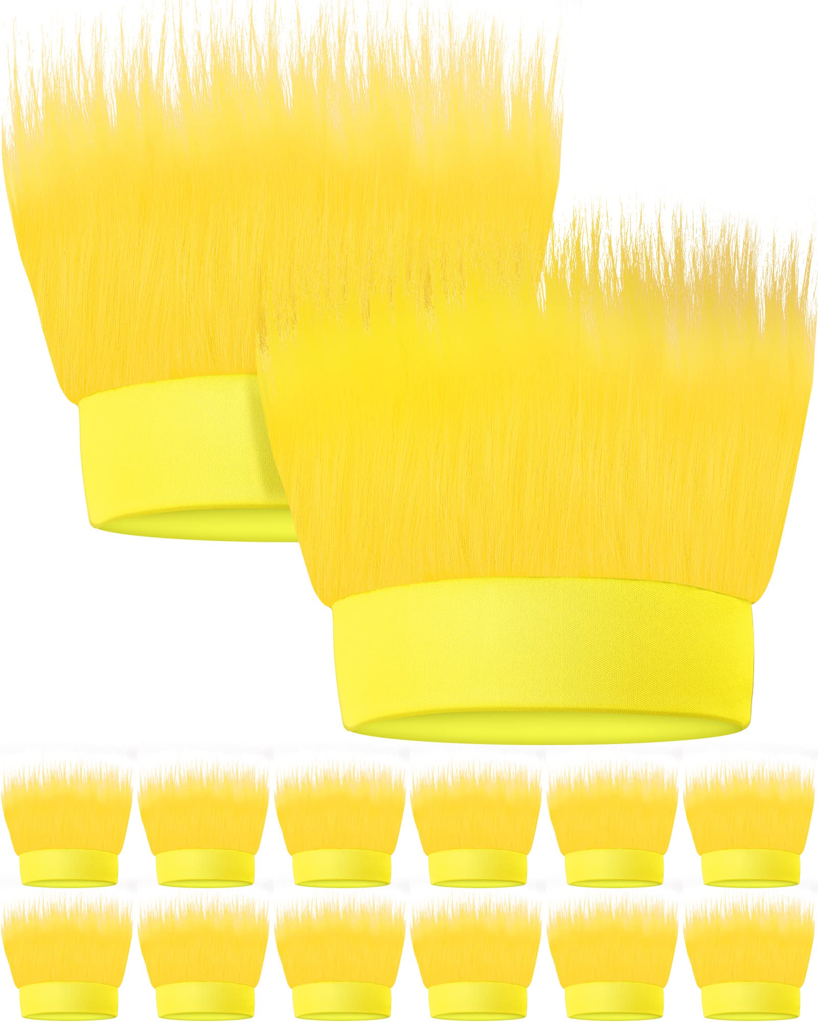 Crowye12 Pcs Hairy Costume Headband Troll Hair Headband Crazy Hair Costume Accessory for Halloween Cosplay Party Supplies (Yellow)