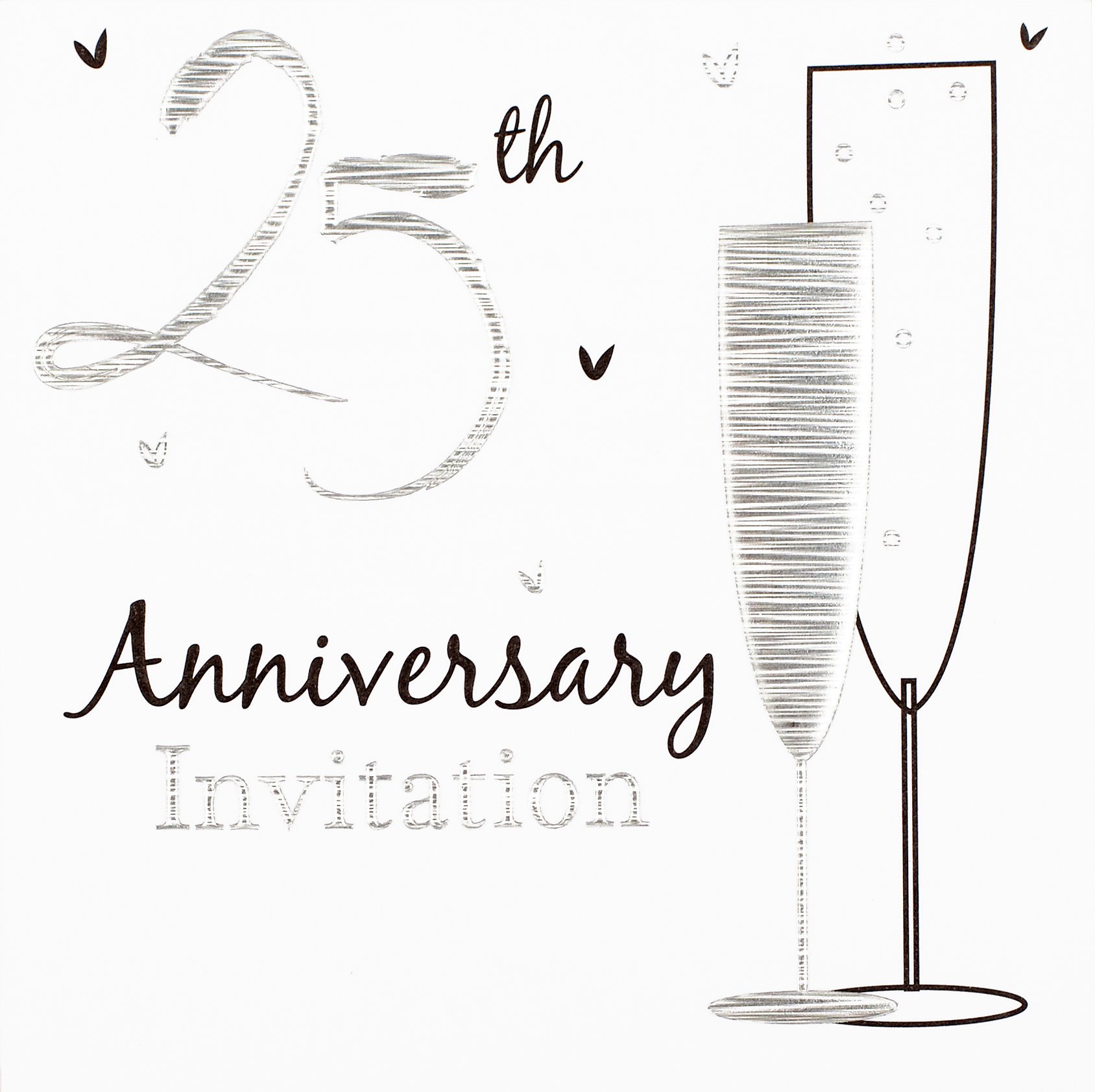 Invitation Wedding Anniversary Silver 6 pack with Envelopes