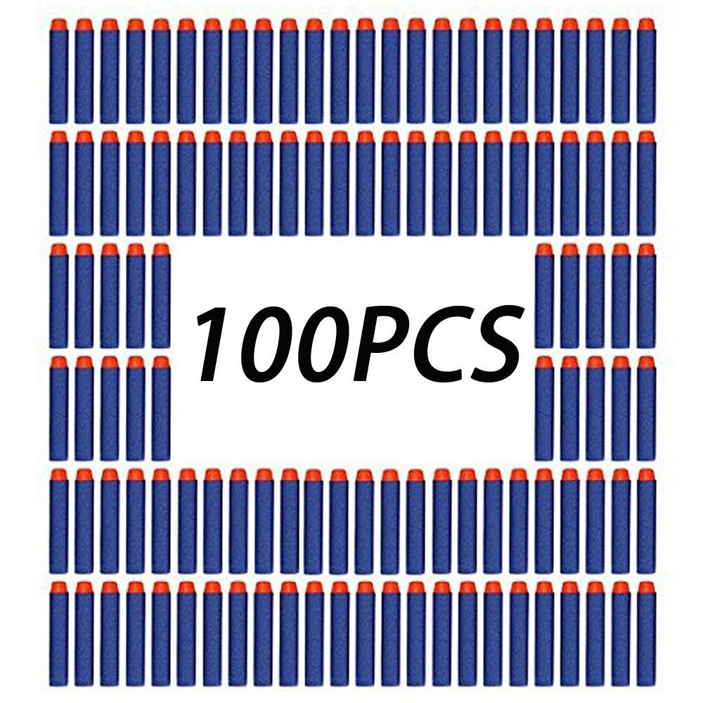 Hinik corporation Plastic Bullet Foam Compatible Darts for N-Strike Elite Guns ,Round Head Blue(Pack of 100)
