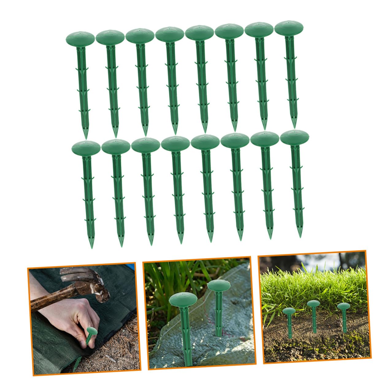 Yardenfun Picchetti da Giardino per Fissaggio Telo da Pacciamatura e Tappeto Giardino in Plastica Verde 150 per Uso Esterno Quotidiano e Giardinaggio