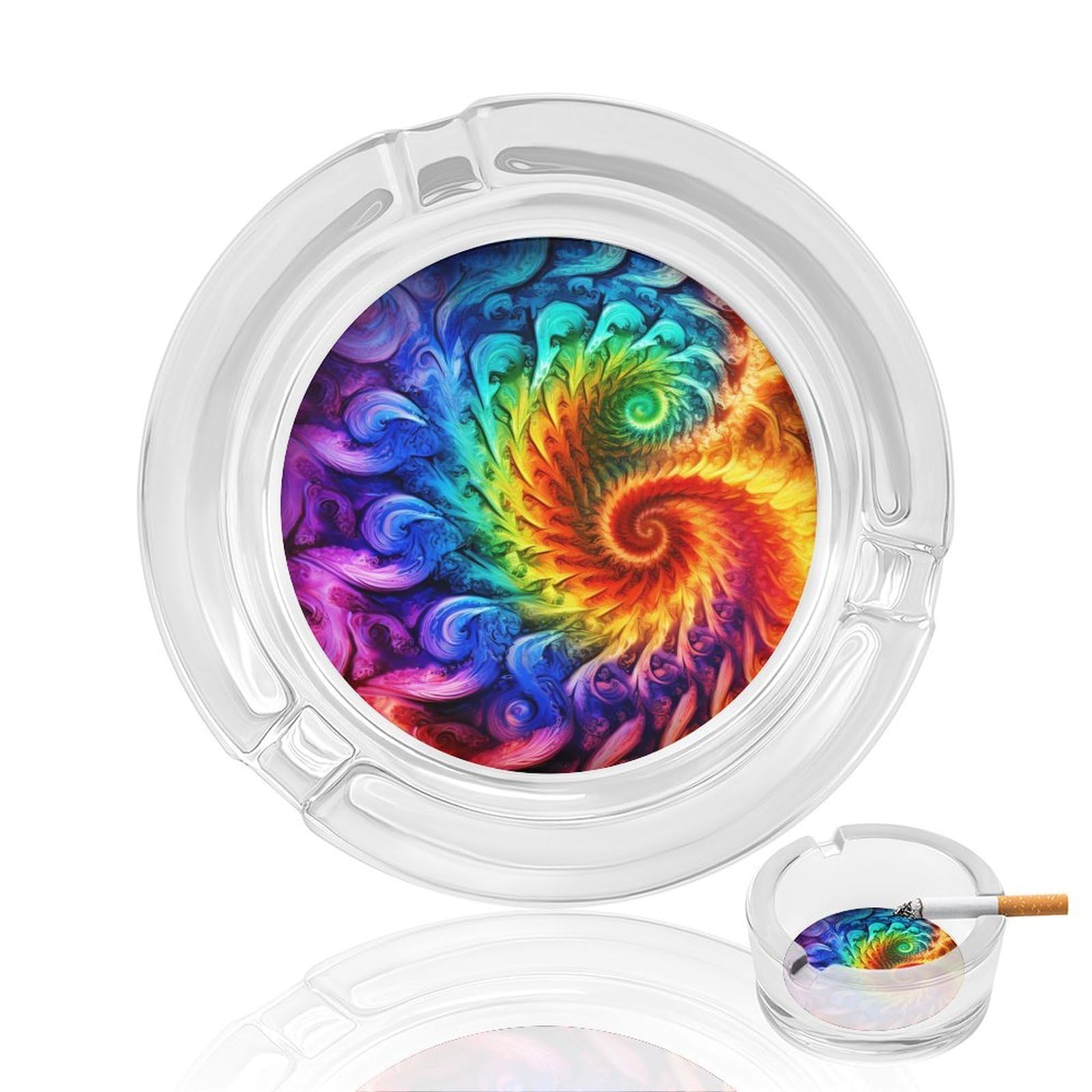 Nclqvjxzkhw Style Tie Dye Glass Ashtray Round Ash Tray Smoking Trays For Home Garden Outdoor