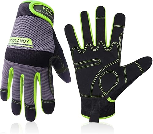 Miniatura 10 de HLDD HANDLANDY Work Gloves Women, Safety Work Gloves Touchscreen Working Glove for Mechanic, Gardening, Construction, DIY Rosado,Azul,Palma de piel