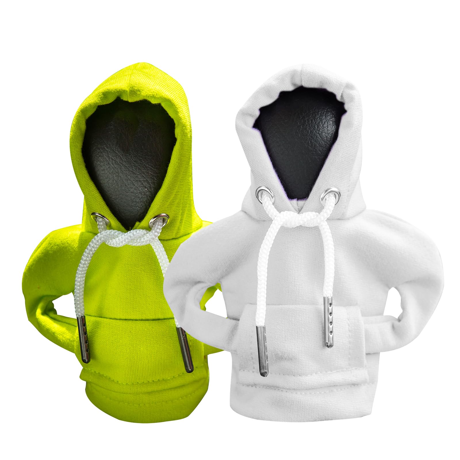2Pcs Car Shift Knob Hoodie,Gear Shift Hoodie,Funny Sweater Hoodie for Gearshift,Automotive Interior Accessories（Green and White）