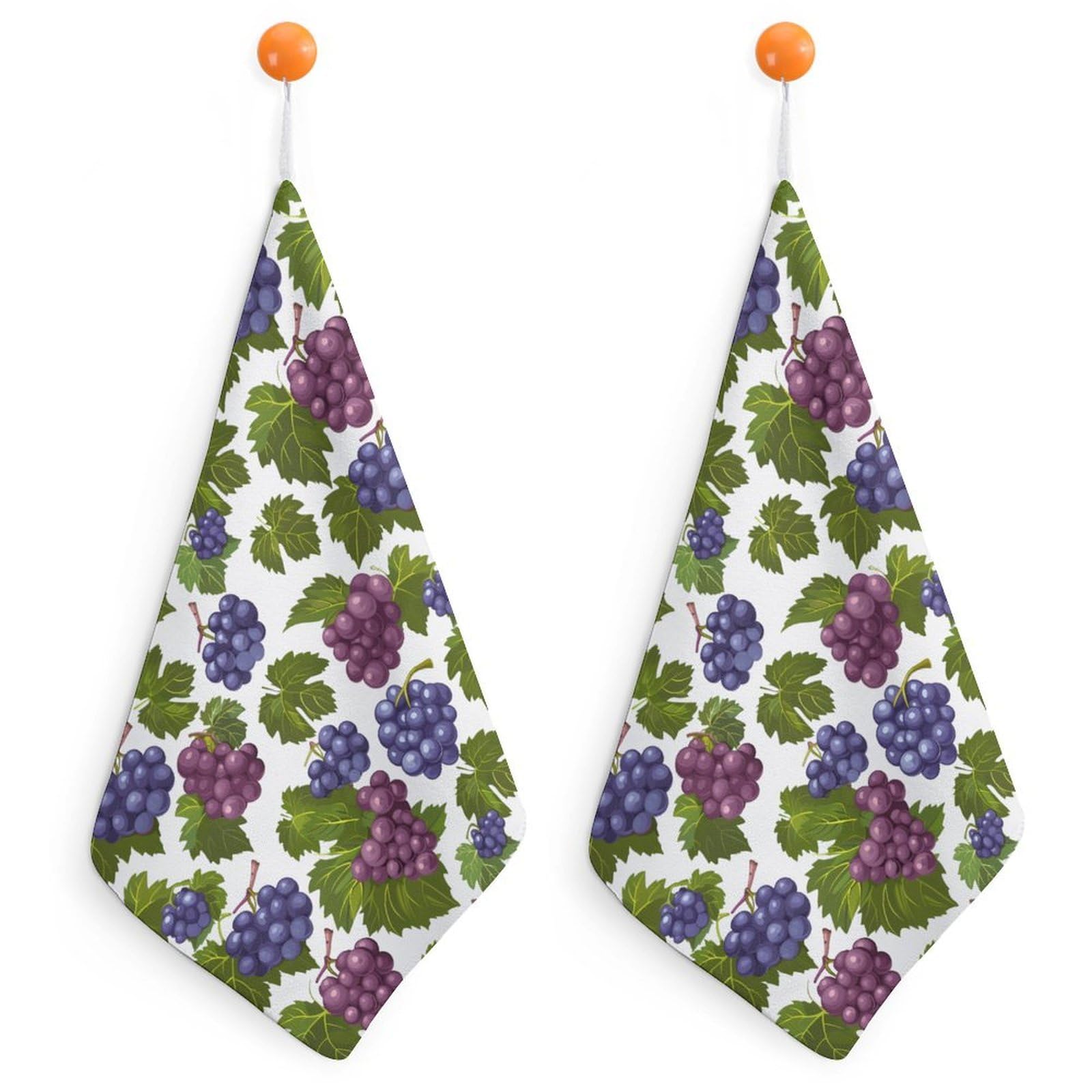 CGSBNGHA Purple Grapes with Green Leaves Hand Towel Hanging Face Towels Cleaning Cloths Handkerchief for Bathroom Kitchen