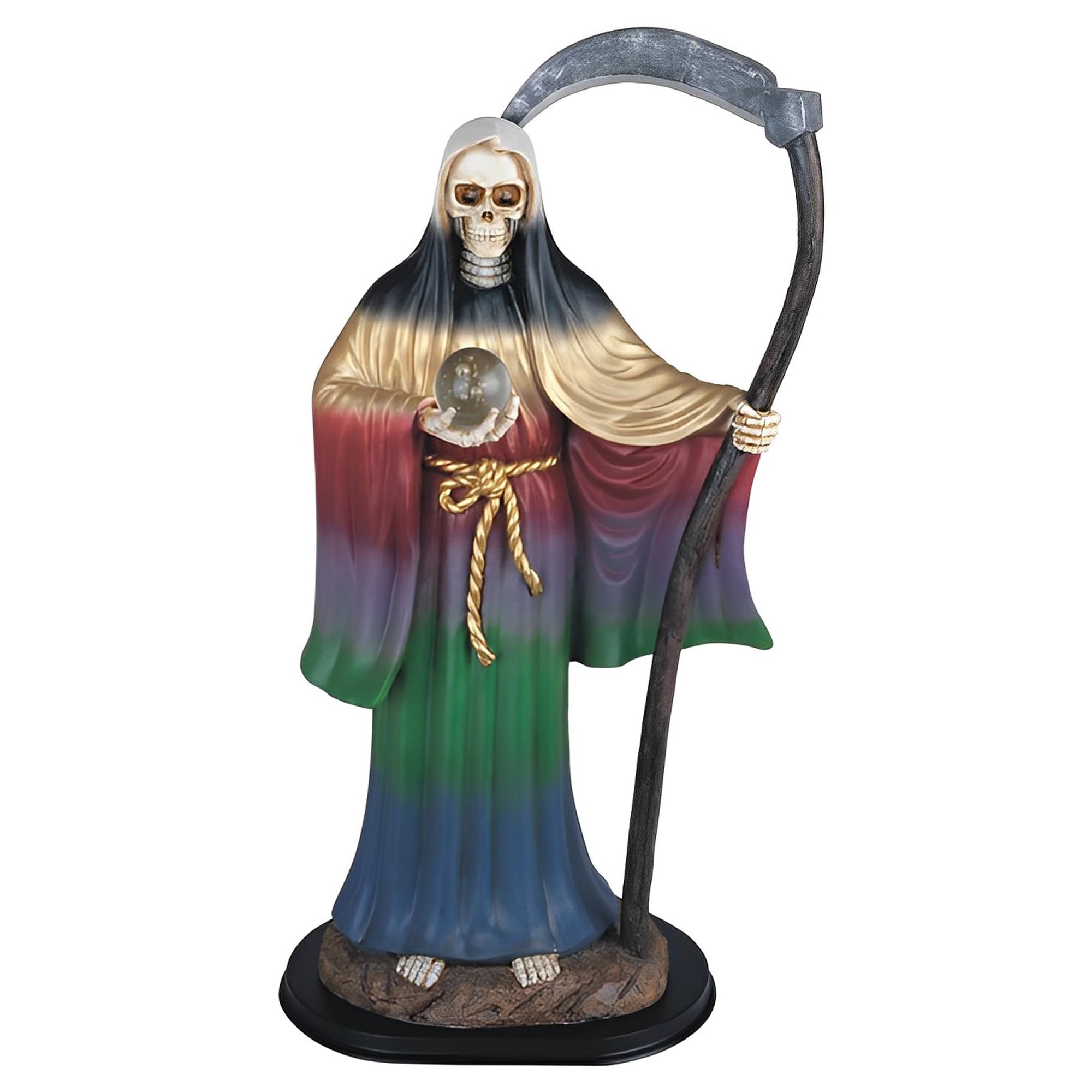 ICE ARMOR 24" H Rainbow Santa Muerte Holding Scythe Statue Our Lady of The Holy Death Figurine Religious Decoration