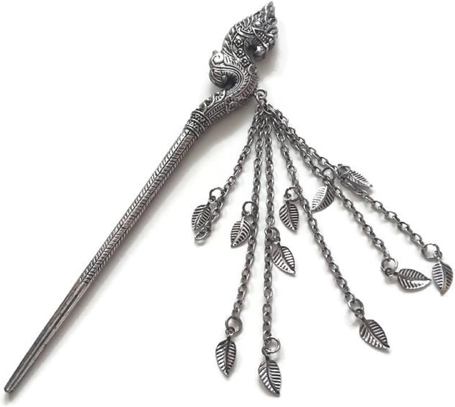 HOT! Silver Color King of Nagas Handmade Hair Barrettes / Great Naga Hair Pin Vintage/Antique/Native/Ancient Lanna (Northern Thailand)