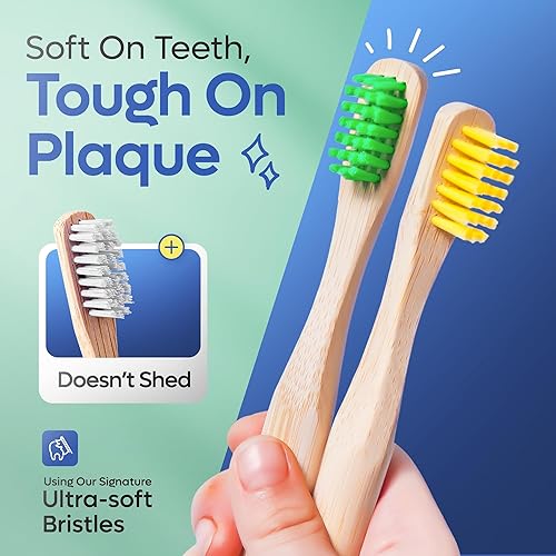Miniatura 4 de SmartLifeco Cepillos de dientes de bambú para niños (paquete de 6) – Cerdas extrasuaves para dientes de niños | Cepillos de dientes sin residuos