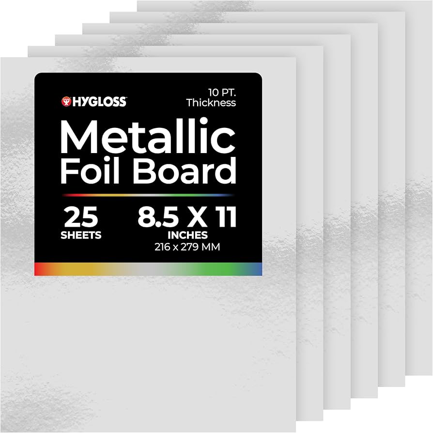Amazon.com: Hygloss Metallic Cardstock Sheets – 25 Shiny Silver