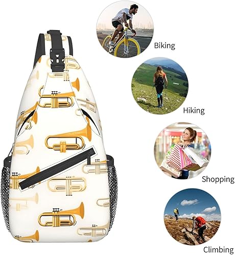 Miniatura 5 de Small Crossbody Bags for Women Men - Vintage Yellow Saxophone Print Adjustable Shoulder Bag Fanny Packs Belt Sling Bag Crossbody Purses Backpack for