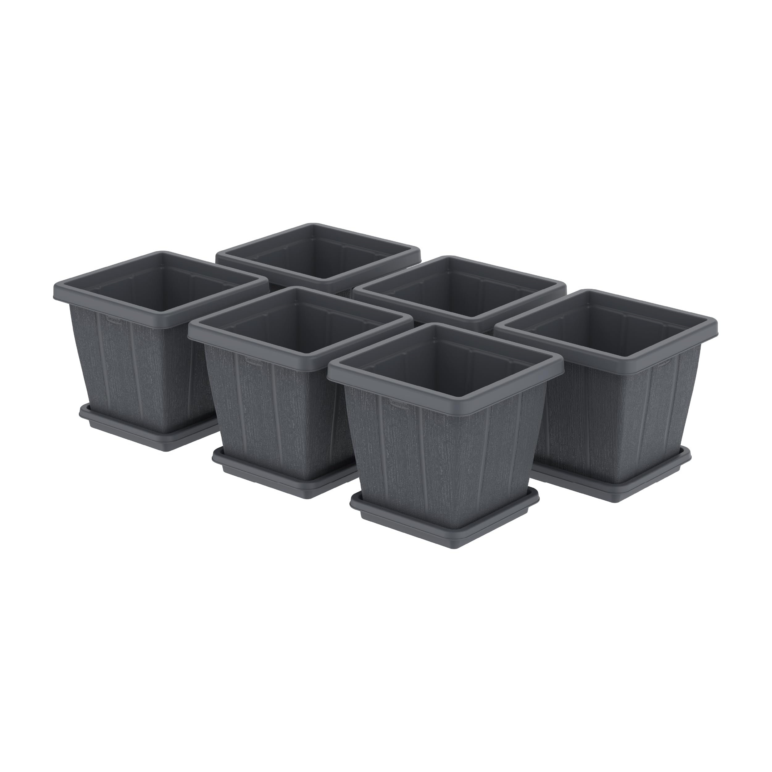 Cosmoplast 45L Cedargrain Square Planter with Tray Set of 6