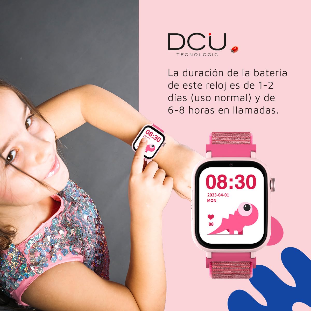 DCU TECNOLOGIC - Smartwatch para niños con Sistema Android - Whatsapp - Posicionamiento GPS - Videollamadas - Botón SOS - Control Parental