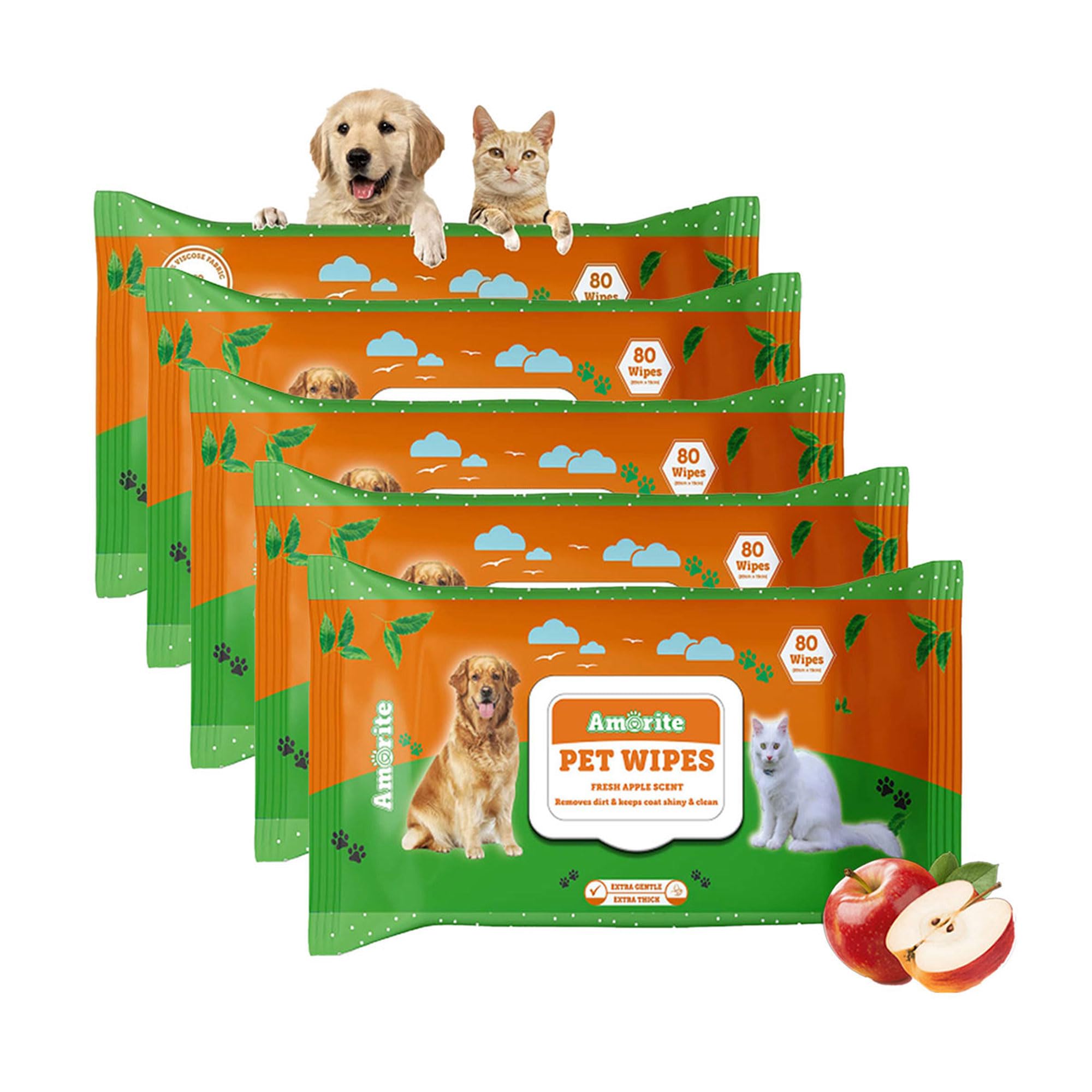 AMORITE Anti-Bacterial Pet Wipes 400 Count Fresh Apple Scent for Dogs, Puppies & Pets (Pack of 5) Suitable for All Types of Pets Dry Bathing, Daily Care, Paw Cleaning Wipes (B0DFY5X3XP) Amazon Price History, Amazon Price Tracker