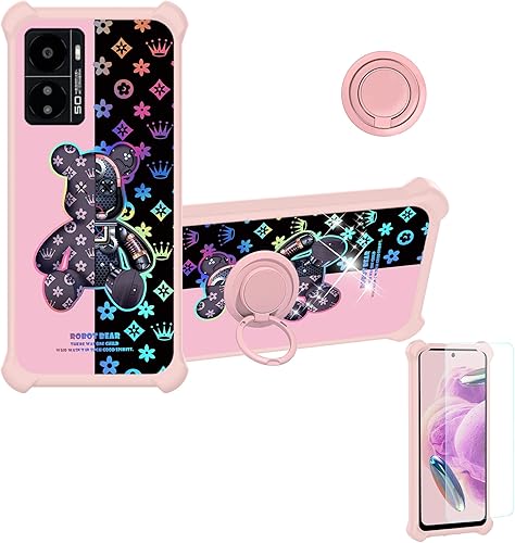 Kalley Black 3 Case Compatible with Kalley Black 3 Phone Case Cover [with Tempered Glass Screen Protector][Ring Support][Colorful Reflect Light]