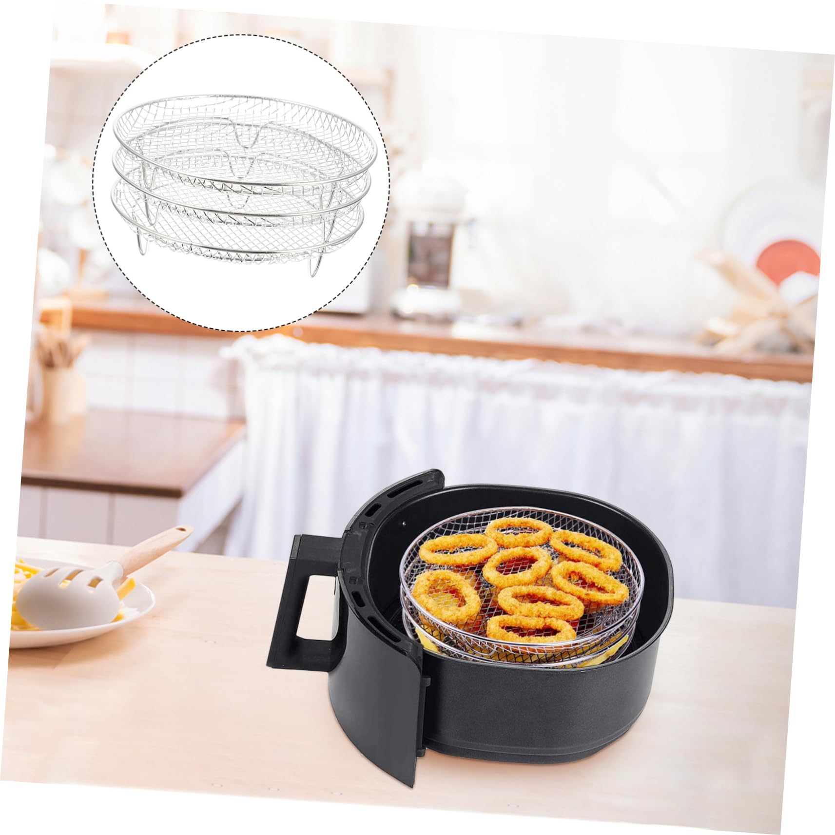 SHINEOFI 1 Pieza Rejilla Inoxidable para Freidora de Aire Accesorio Apilable Compatible con Instant Air Fryer para Variedad de Cocina