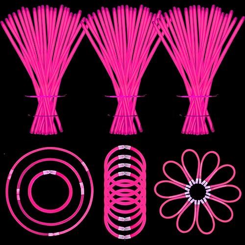 Vista 44 de 150 varillas azules brillantes con conectores a granel de 8 pulgadas, pulseras y collares que brillan en la oscuridad, suministros de fiesta de neón