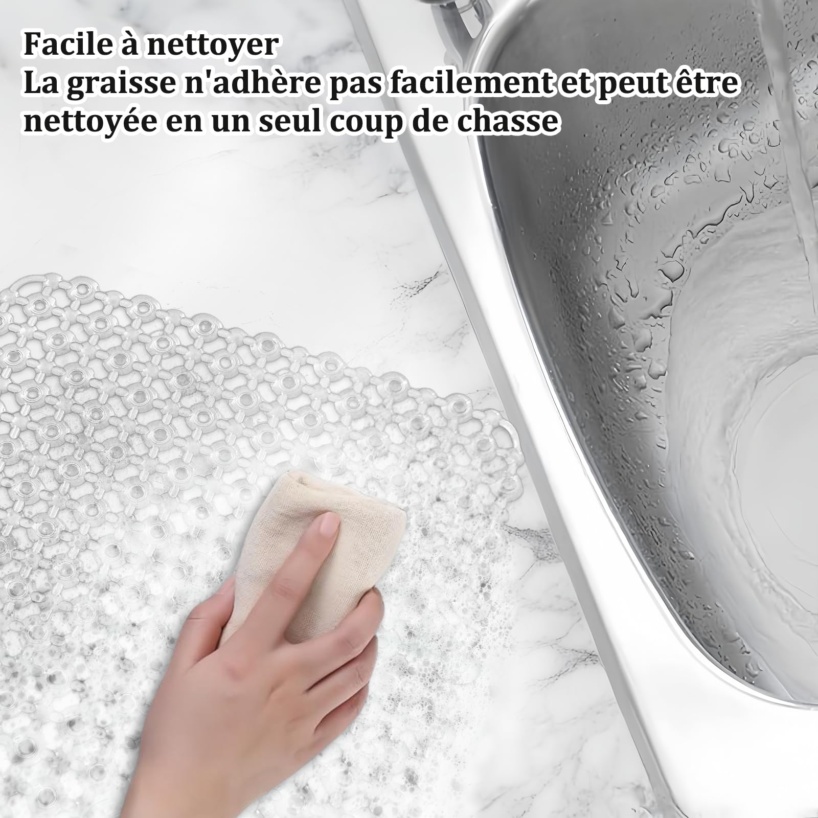 Tapis D'Évier Cuisine 2 Pièces 27x27 Cm - PVC Découpable, Antidérapant - Égouttoir Pour Vaisselle Et Légumes (Transparent)