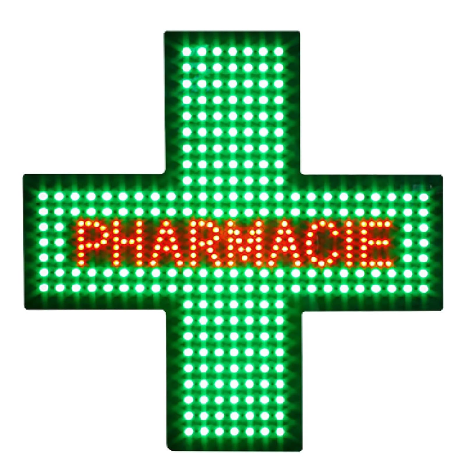 Cross LED Pharmacy Sign, Indoor Display Business Wall Decor Accessories with Hanging Chain, 3 Modes(Continuous Light/Flashing/Total Flashing), for Wall Window Shop Office Storefronts